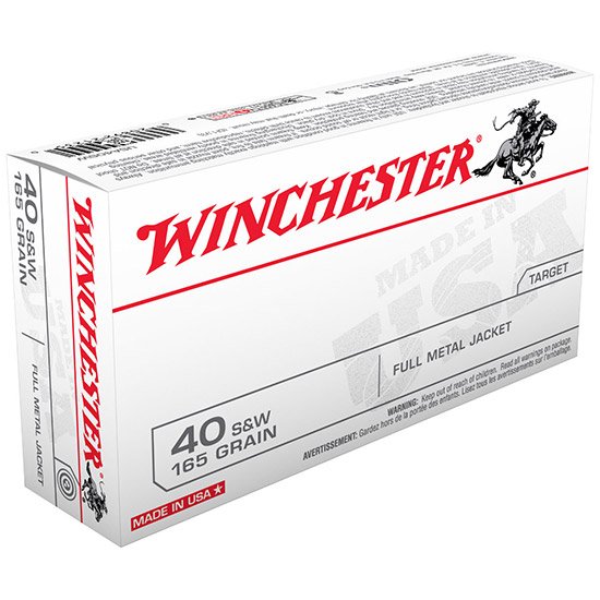 Buy Winchester Ammo USA40SWVP Target 40 S&W 165 gr Full Metal Jacket (FMJ) 100 Per Box/ 5 Cs online