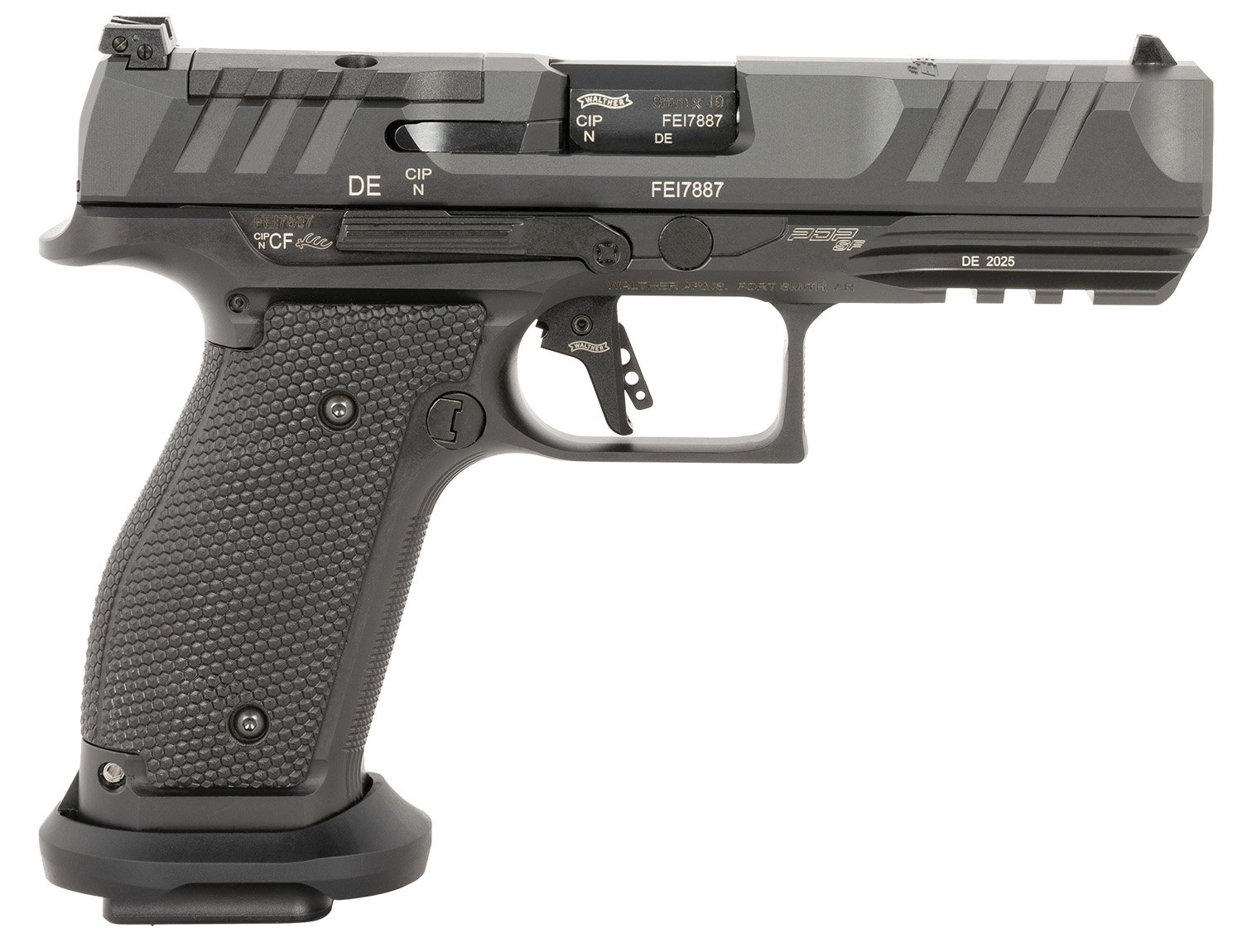 Walther Arms 2897008 PDP Pro Full Size Frame 9mm Luger 20+1 4.50" Black Steel Barrel, Black Optic Ready/Serrated Steel Slide, Black Steel Frame w/Picatinny Rail, Textured Polymer Grip