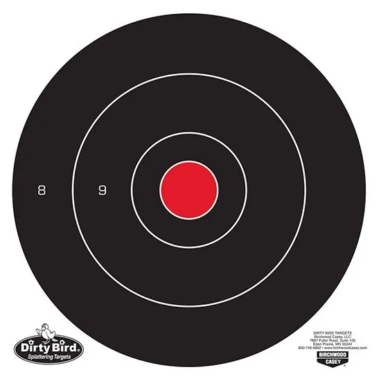 Birchwood Casey Dirty Bird 12" Bullseye Tagboard Hanging Universal Black/Red 100 Per Pkg - 35070 - Birchwood Casey - 12"