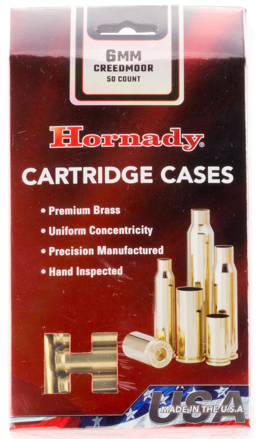 Hornady 86280 6mm Creedmoor Unprimed Brass Cases 50 Count - Horn Hunter - BRASS