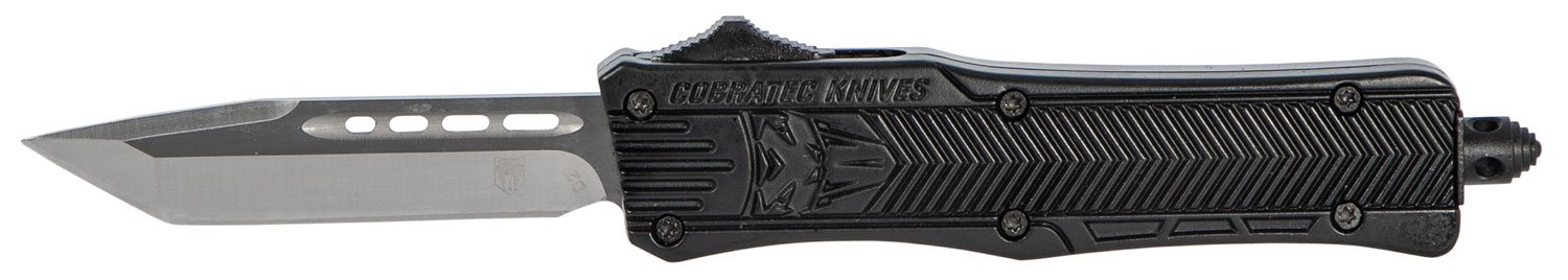 CobraTec SBCTK-1STNS 2.75" Tanto Plain Edge OTF Knife, D2 Steel, Black Handle