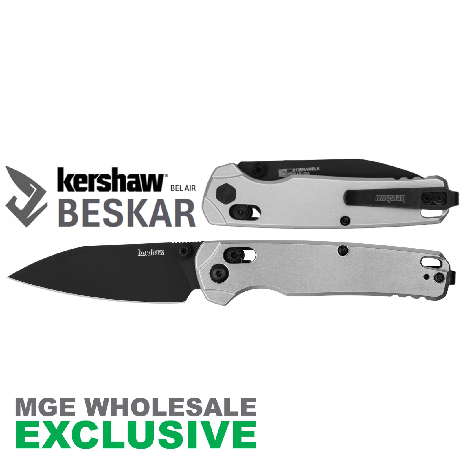 KERSHAW BEL AIR BESKAR RAW HANDLE BLACK BLADE MGE Exclusive