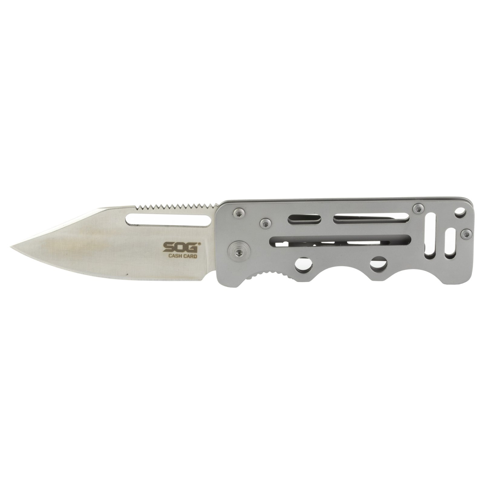 SOG SOG-EZ1-CP Cash Card 2.75" Clip Point 8Cr13MoV SS Blade Silver Handle