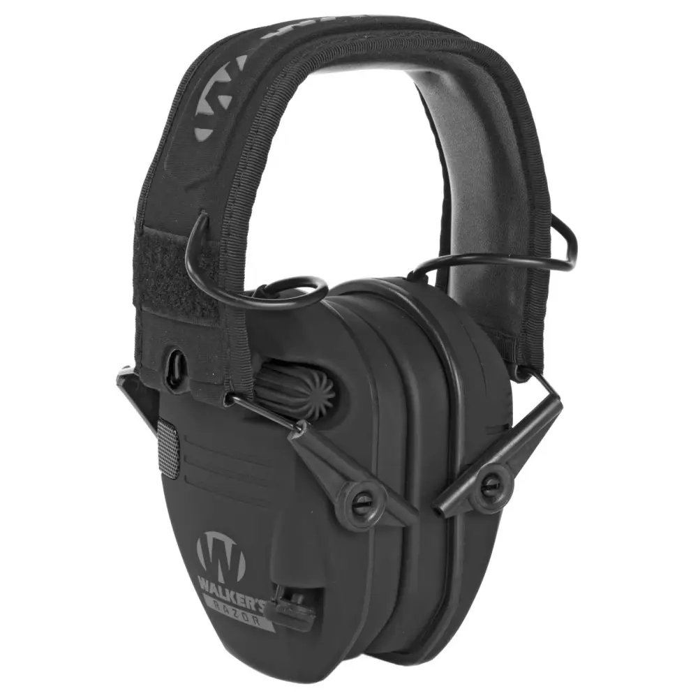 Walker Game Ear Razor Slim Electronic Muff Black P - Walker's - BLACK W/FLAG PATCH