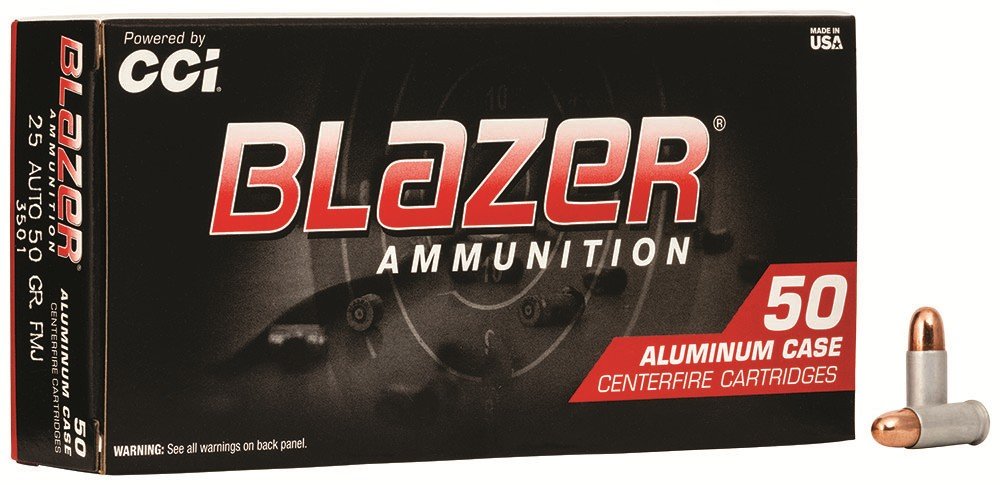 CCI Speer Blazer 25 ACP 50 Grain Total Metal Jacket Ammo 50 Round Box 3501 - CCI - TOTAL METAL JACKET