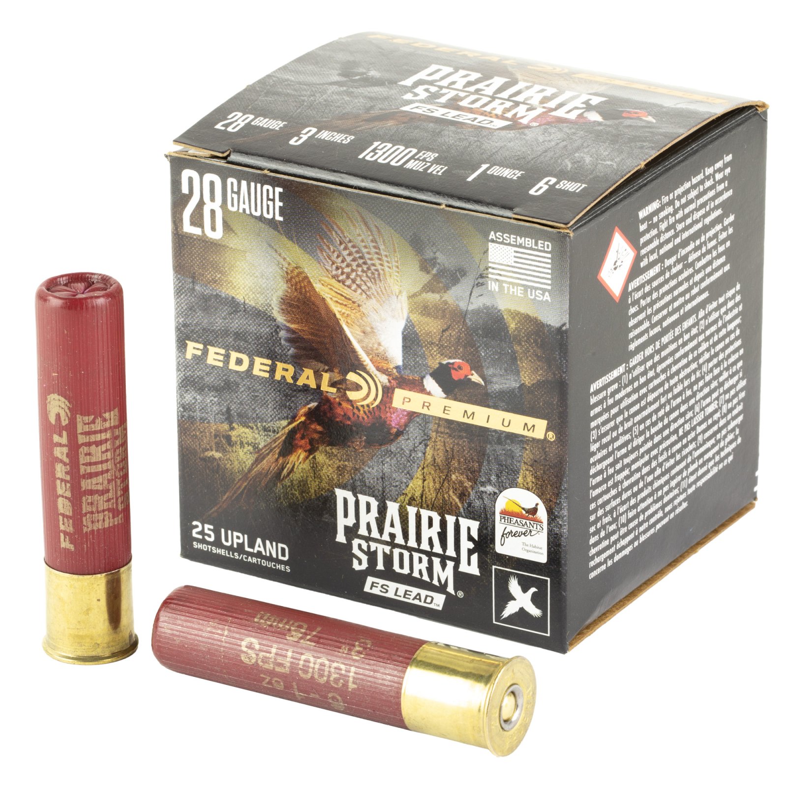 Federal PFX285FS6 Premium Prairie Storm 28Ga 3" 7/8oz #6 Shot 25/Box - Federal Premium Ammunition - 28 GAUGE