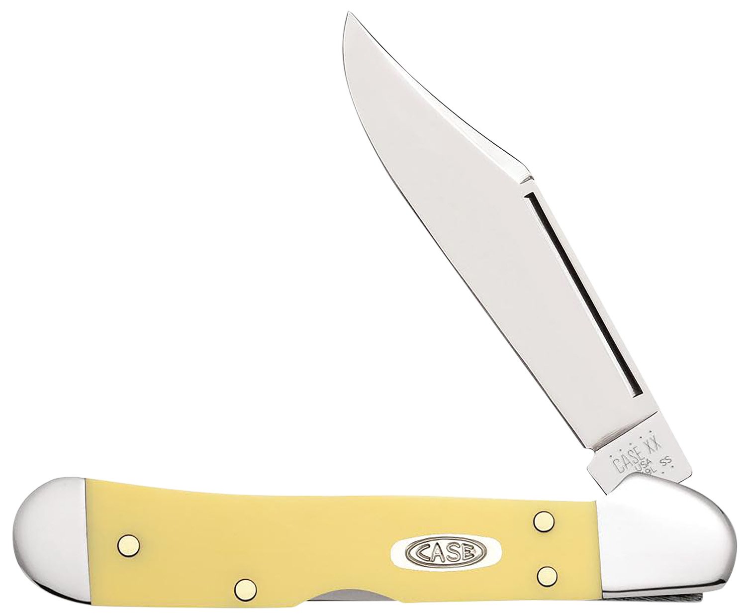 Case 30116 Mini CopperLock 2.72" Clip Point Carbon Steel Yellow Handle