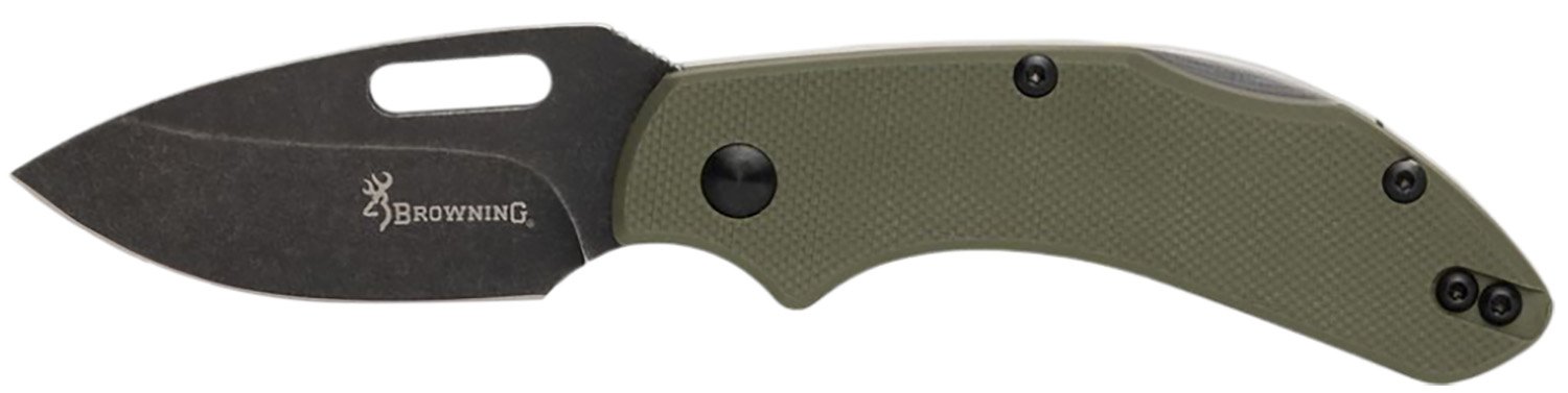 Browning 3220504 Hidden Hollow EDC 2.25" D2 Steel Folding Knife OD Green