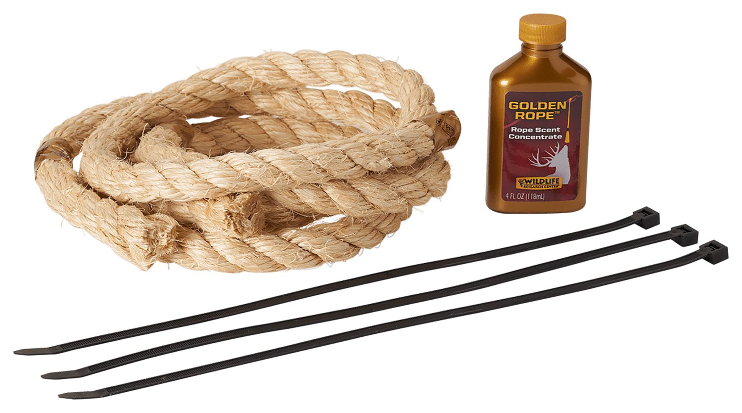 Golden Rope Scent Kit: 3-30 Natural Fiber Ropes, 4oz Concentrate, Cable Ties - Wildlife Research 396 - Wildlife Research Center