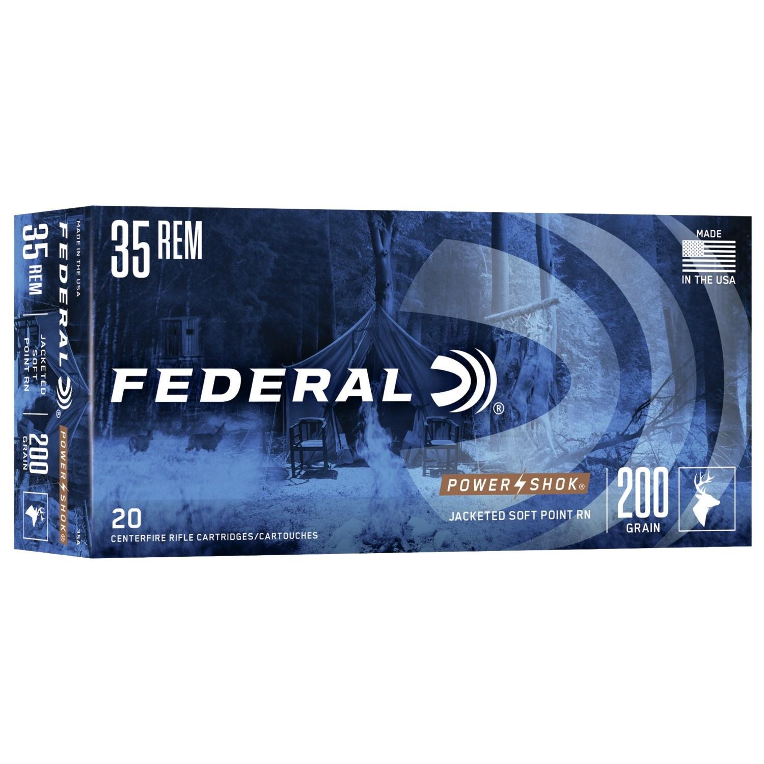 Federal Power-Shok Rifle Ammunition .35 Rem 200 gr RNSP 2080 fps - 20/box - Federal Premium Ammunition - 35 REMINGTON