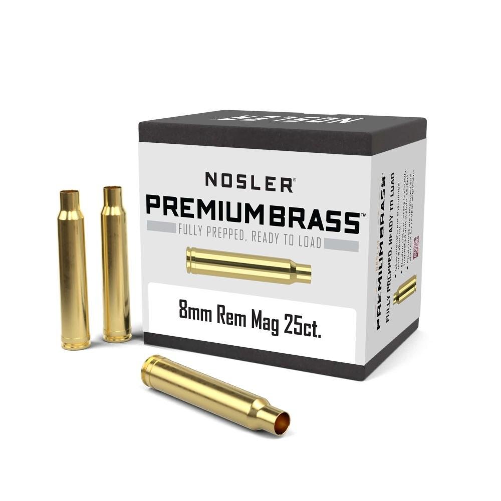 Nosler 8mm Rem Mag Unprimed Brass Rifle Cases 25 Count Ready to Load - Nosler - 8MM REM MAG