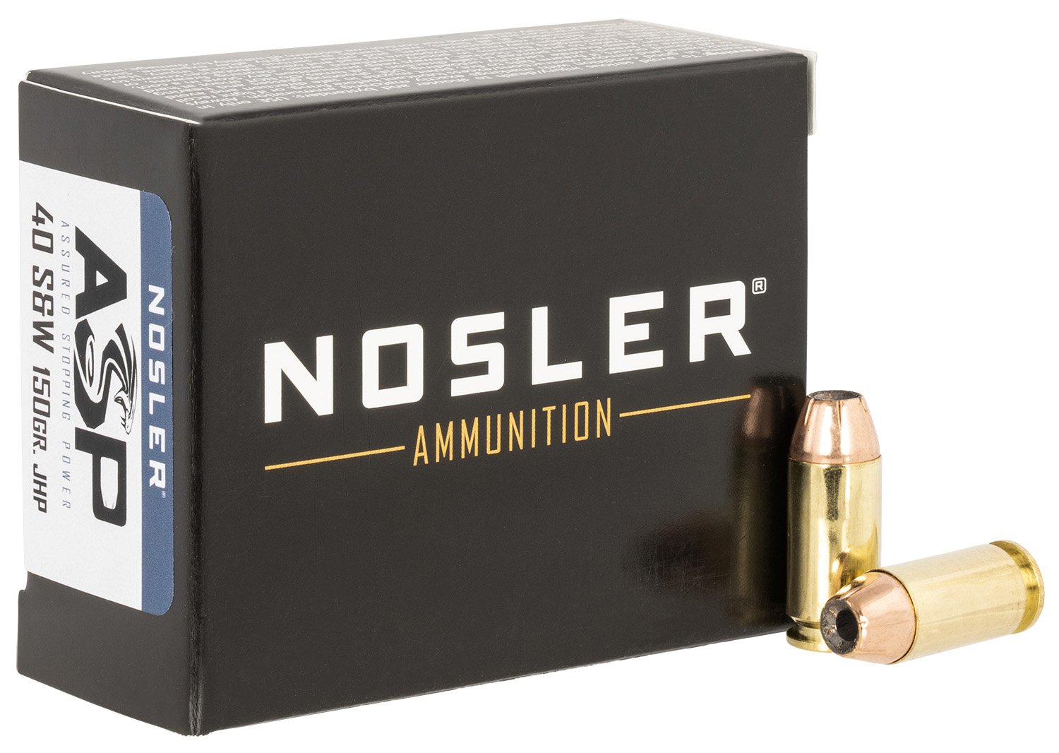 Nosler 51283 Assured Stopping Power Handgun 40 S&W 150 gr Jacketed Hollow Point (JHP) 20 Per Box/ 20 Cs - Nosler - JACKETED HOLLOW POINT