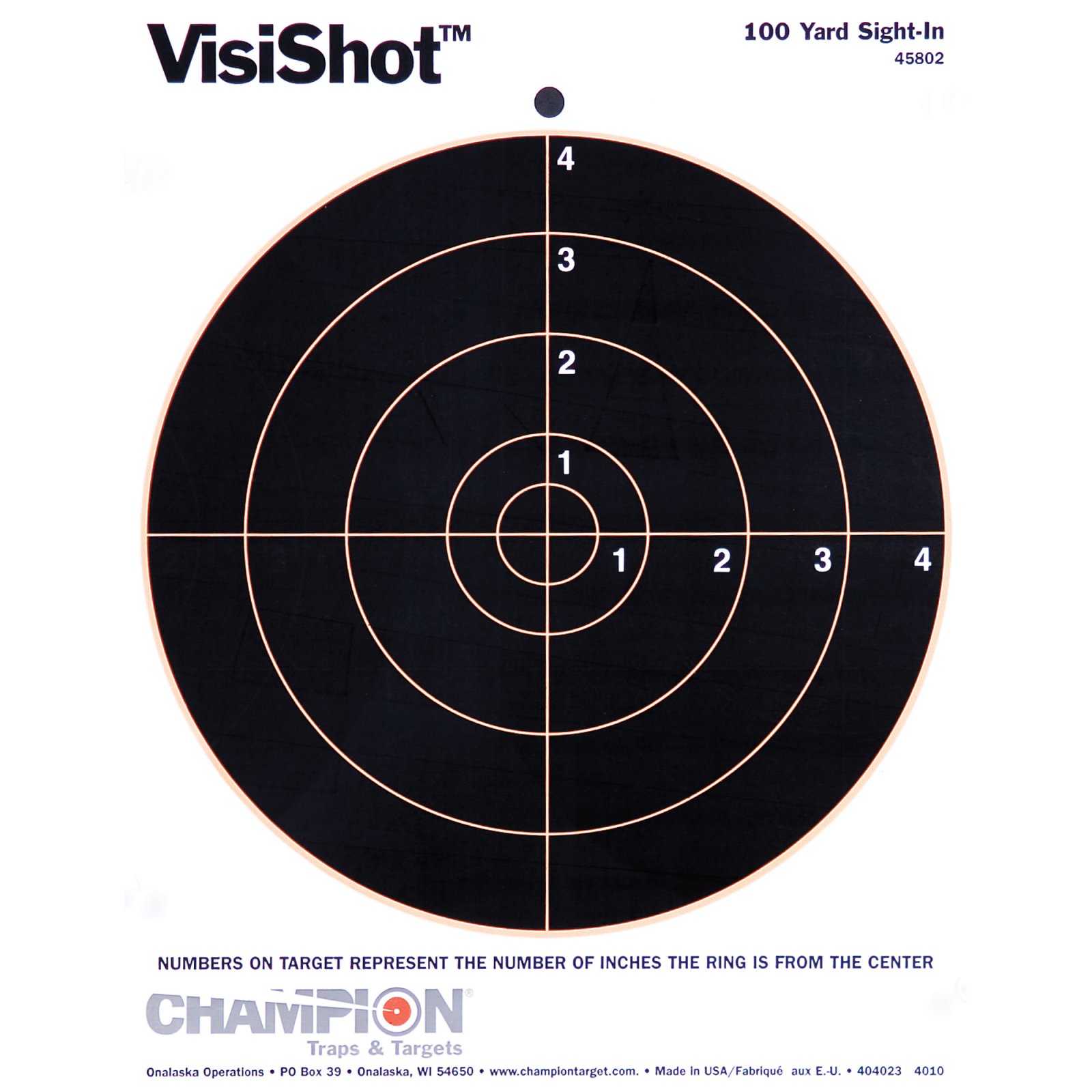 Champion Targets 45802 VisiShot 8 in Bullseye Target 10 Pack