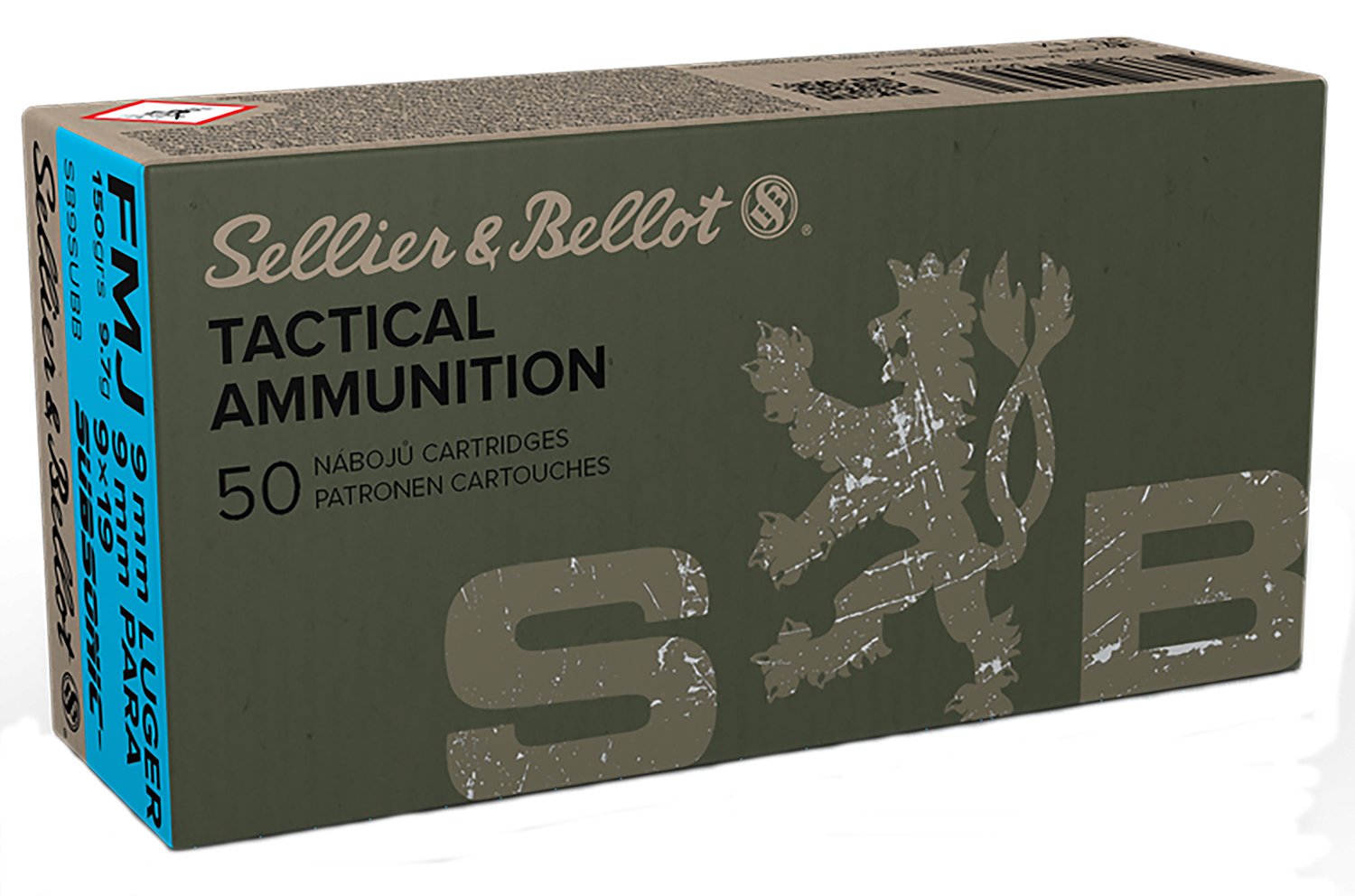 Sellier & Bellot SB9SUBB 9mm Luger 150gr FMJ Subsonic Ammo 50 Rounds - Sellier & Bellot - 9mm Luger