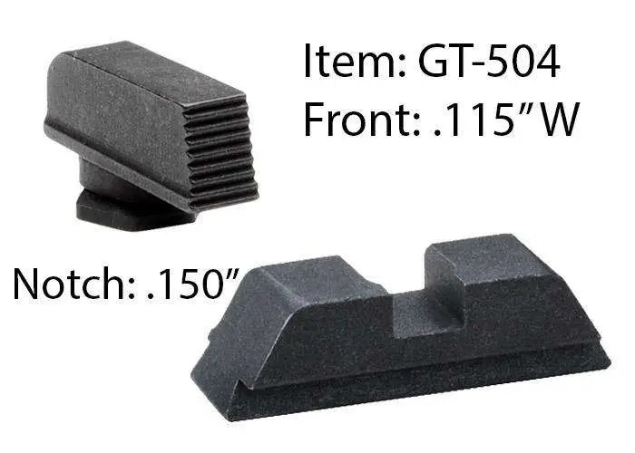 AmeriGlo Defoor GT504 Tactical Sight Set: Serrated Front, Flat Rear, Glock 17 19 Pistols - AMER - STEEL