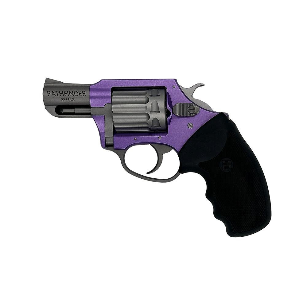 Charter Arms Pathfinder Lite Revolver, Lavender, .22 WMR, 2-inch Barrel, 6-Round Capacity, Black Rubber Grip, Matte Finish, 19 oz - CHARTER ARMS - 22M