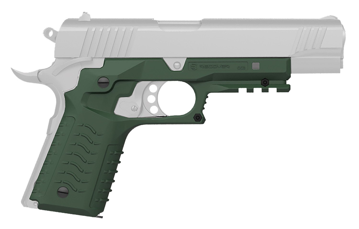 Recover Tactical CC3H-03 OD Green Grip & Rail System for 1911 Full Size
