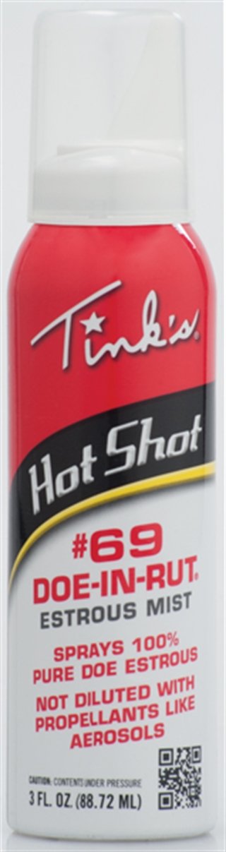 Tink's Hot Shot #69 Doe-In-Rut 3oz Mist Spray W5310 - 100% Natural Doe Urine, Non-Carded, Long-Range Attraction - Tink's - DEER