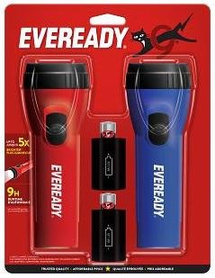 ENERGIZER EVLC1L1D12 Flashlight 60hr LED Blue & Red 2-Pack
