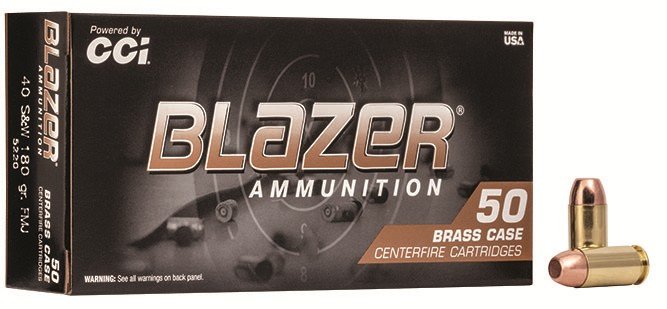 CCI 5220 Blazer Brass 40 S&W 180 Grain FMJ 50 Rounds Per Box - CCI - FULL METAL JACKET