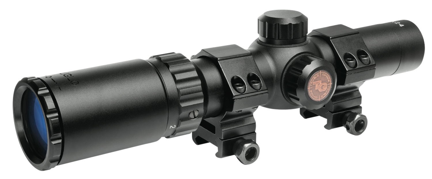 TruGlo TruBrite 30 Hunter 1-4x24mm 30mm Circle Duplex Riflescope with Rings - GSM Outdoors - 24MM
