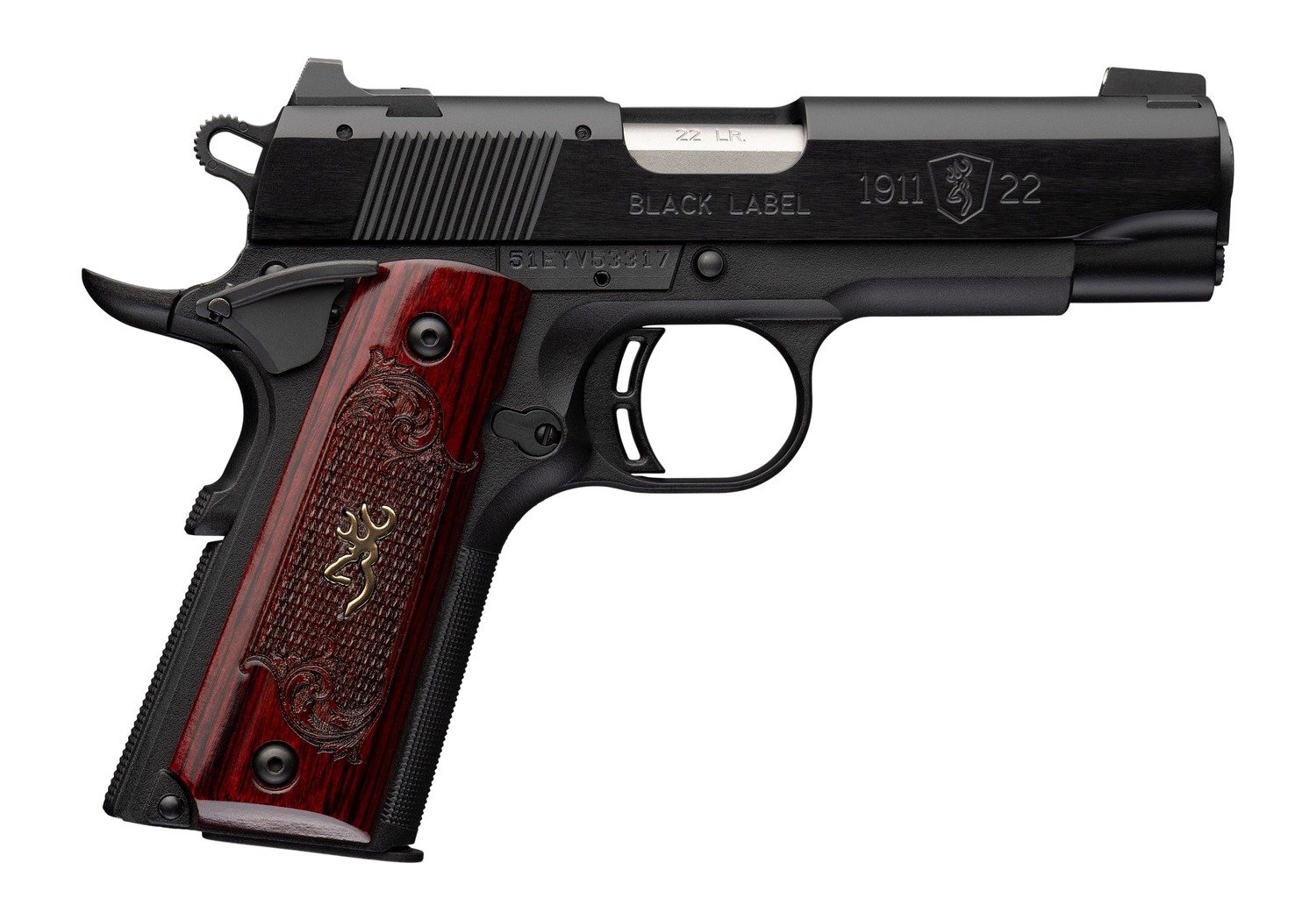 Browning 051070490 1911-22 Medallion Comp 22 LR 3.63" Matte Black Anodized Semi-Auto Pistol - Browning