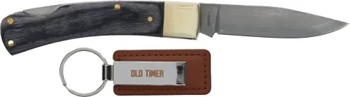 Old Timer 1259489 Lockback Knife Keychain 2-9/10 In Clip Point Grey
