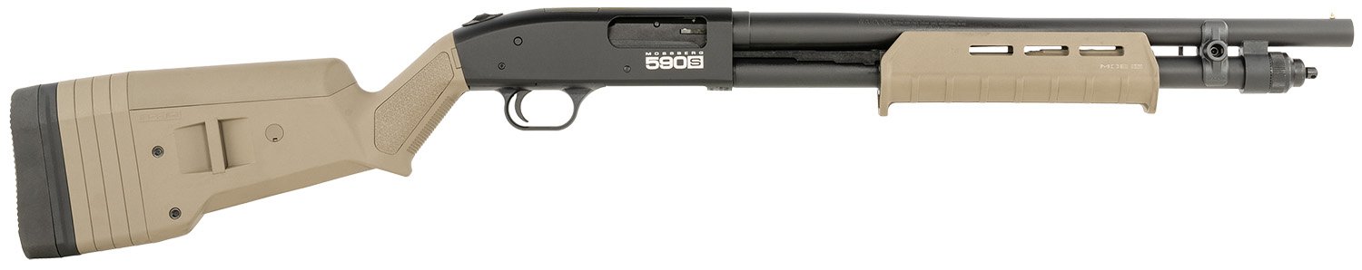 Mossberg 51608 590S  Compact 12 Gauge Pump 3" 9+1 18.50" Drilled & Tapped Receiver  Synthetic Stock