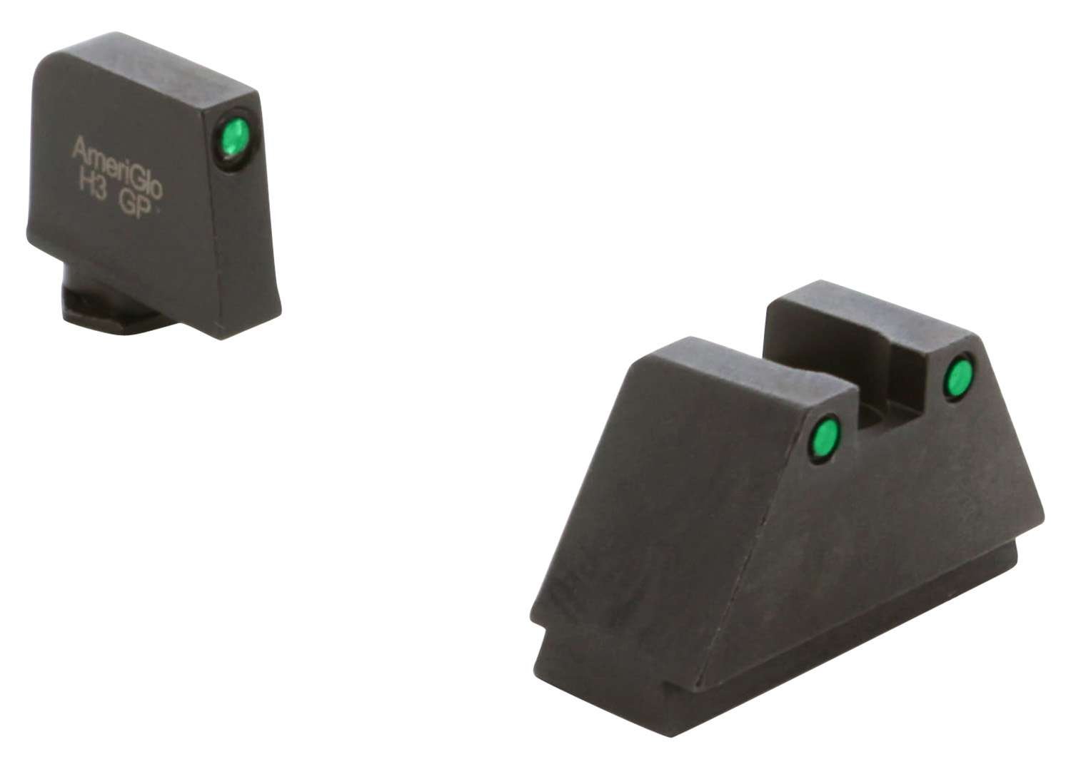 AmeriGlo GL815 Optic Sight Set Glock 3XL Tall Green Tritium Black Outline - AMER - STEEL