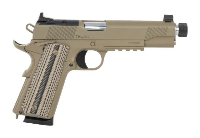 Tisas 1911 Raider 45 ACP 5.5 In Threaded FDE Cerakote Optics Ready 8+1 - Tisas USA - 45 ACP for sale at TheGunDock