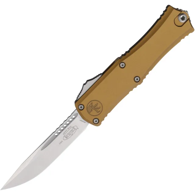 Microtech Hera II Mini 2.96 In Single Edge Stonewash Tan Aluminum Handle