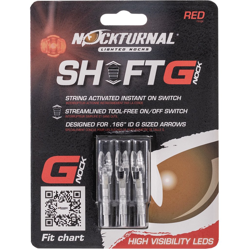 Nockturnal NT-813 Lighted Nocks Red G 3pk, Bowstring-Activated, .166 ID