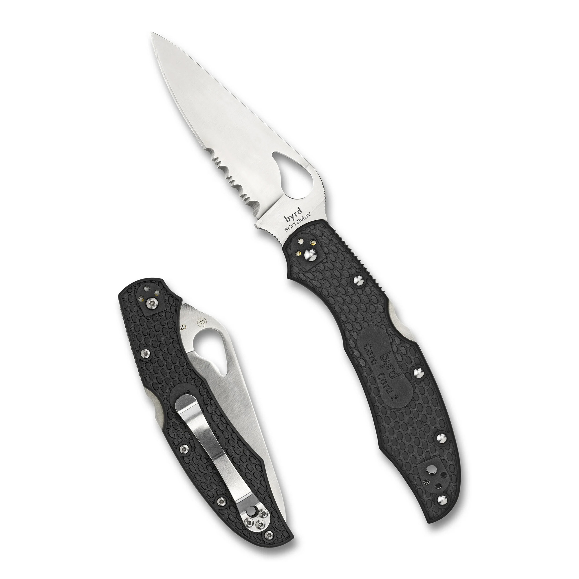 Spyderco BY03PSBK2 Byrd Cara Cara 2 3.75" Part Serrated FRN Handle
