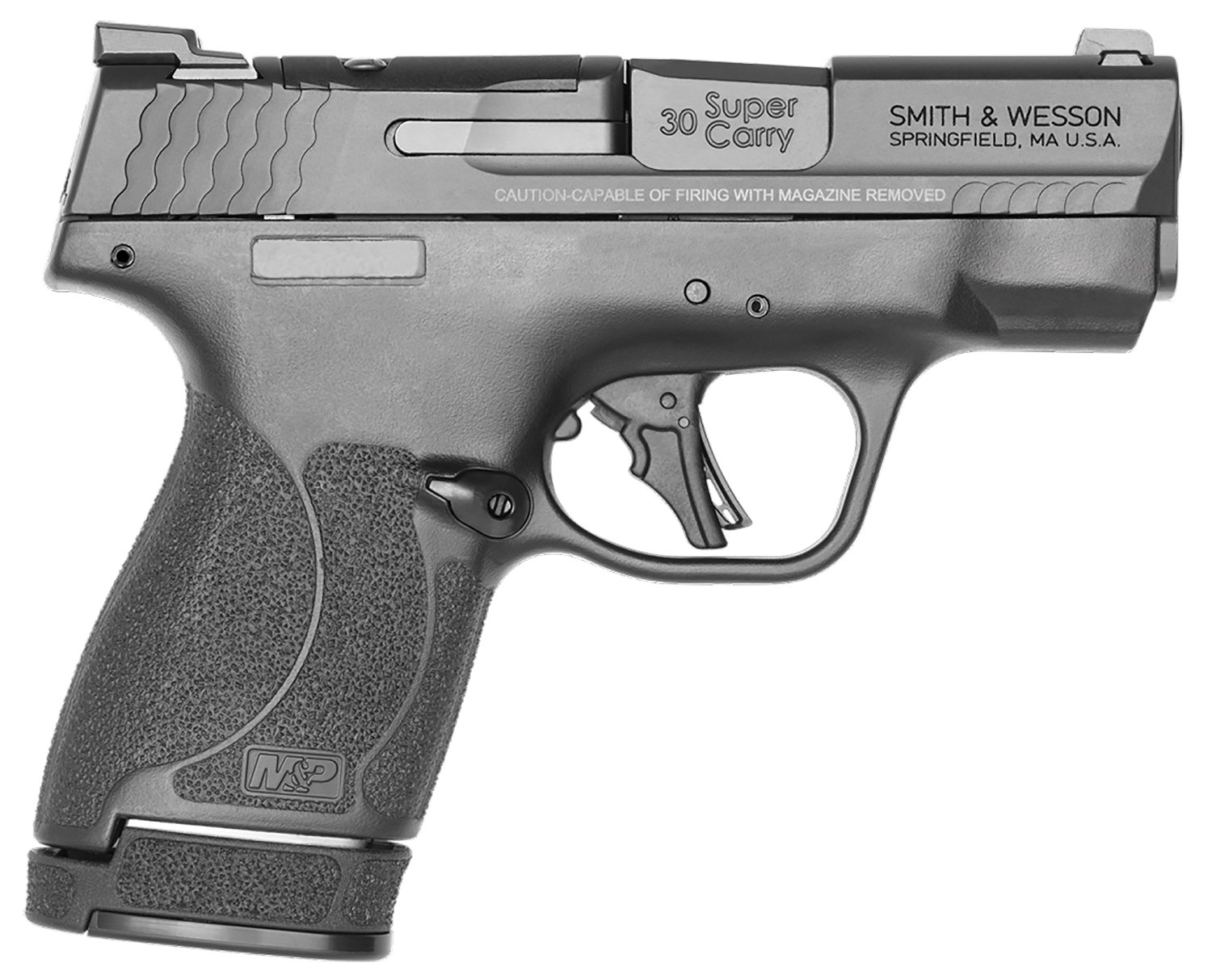 Smith & Wesson M&P Shield Plus Optic Ready 30 Super Carry 3.10" Barrel 13+1 Or 16+1, Black Polymer Frame & Grip, Armornite Stainless Steel Slide, Tritium Night Sights, Manual Safety