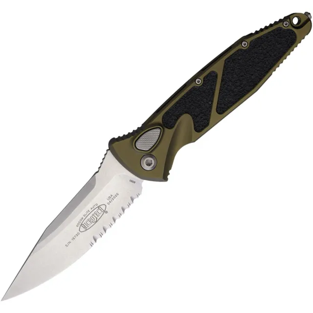 Microtech 160A-11OD SOCOM Elite 3.98 In Auto Partial Serrated Stonewash OD Green