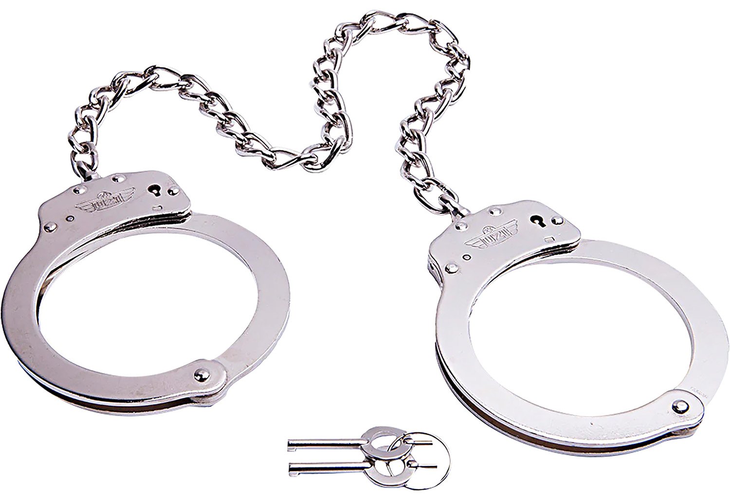 UZI 16" Twist Chain Leg Iron Cuffs Silver - Double-Lock, 23 Positions, Durable