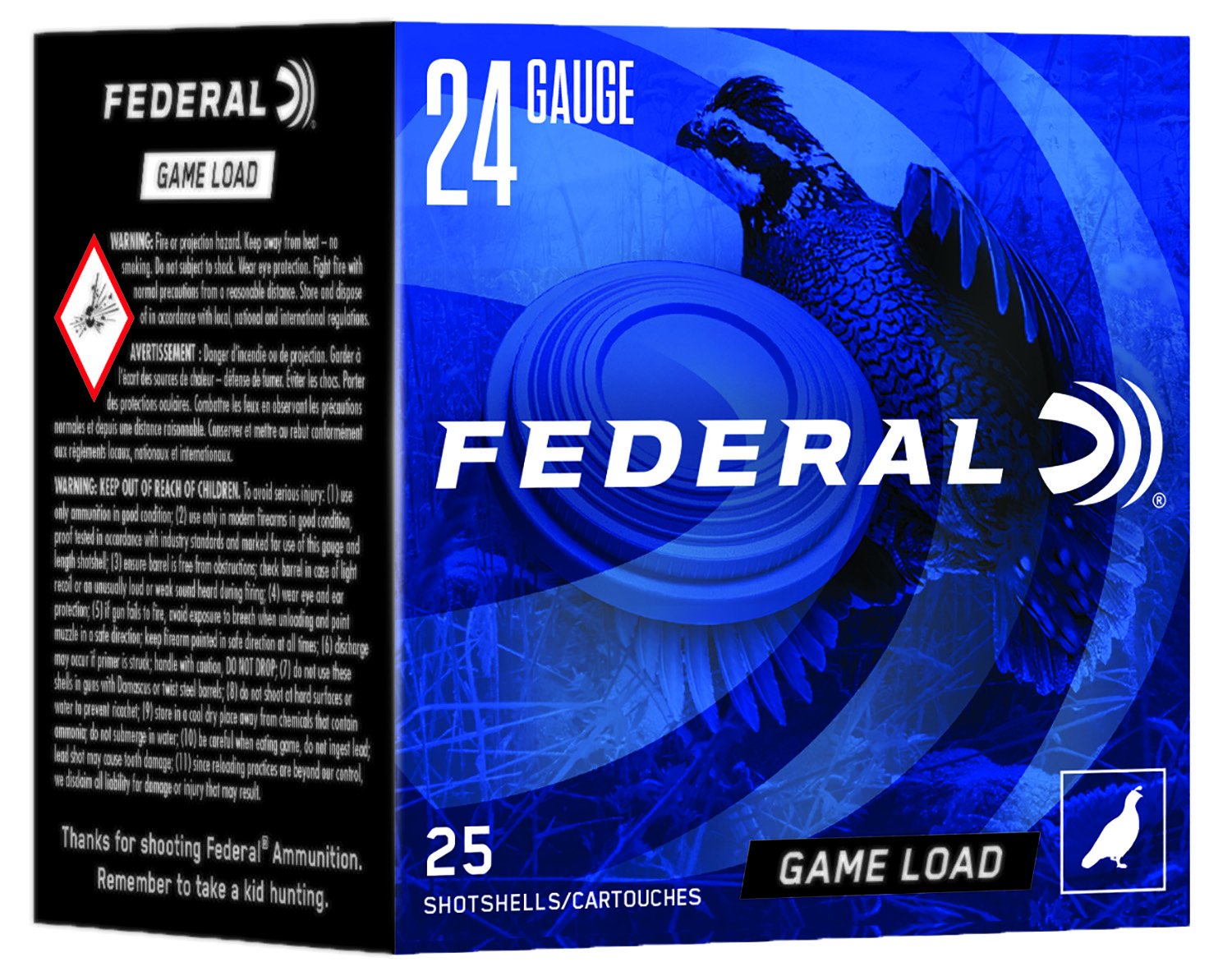 Federal N1248 24 Gauge 2.5in Lead 11/16oz #8 Shot 1280fps 25 Rounds - Federal Premium Ammunition - 24 Gauge