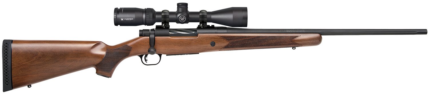 Mossberg 28028 Patriot 6.5 Creedmoor Caliber 5+1 Capacity 22" Fluted Barrel Matte Blued Metal Finish Walnut Stock Right Hand Full Size Includes Vortex Crossfire II 3-9x40mm Scope - Mossberg - 6.5 Creedmoor