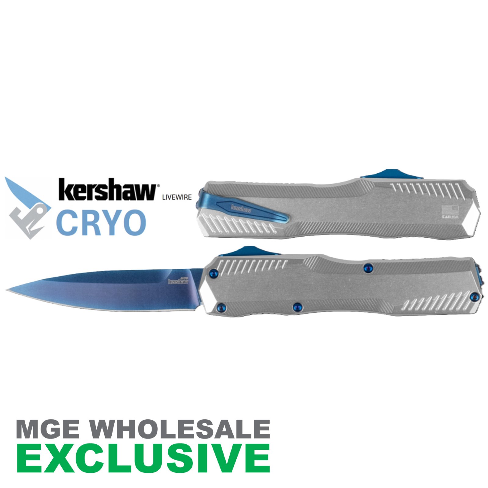 KERSHAW LIVEWIRE CRYO RAW HANDLE BLUE BLADE MGE Exclusive
