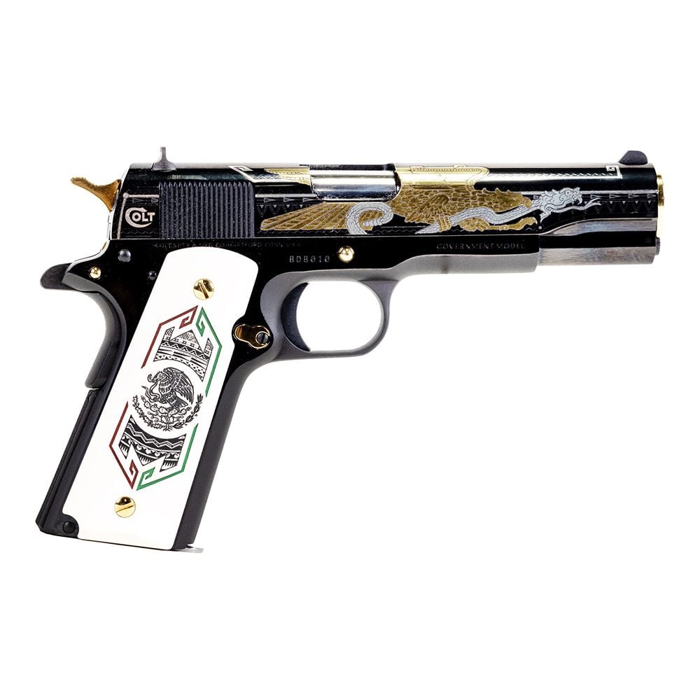 Colt 1911 Bandera De Mexico .38 Super 5" 8+1 Blued Engraved 1 of 500 O1911C-38-BDB