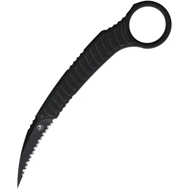 Microtech Feather 215-3DBKS 2.25 In Full Serrated Distressed Black