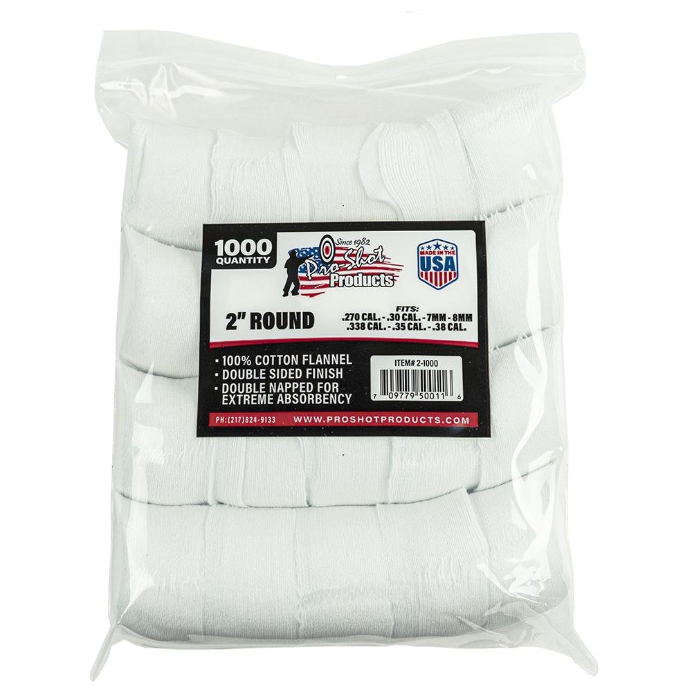 ProShot 2-1000 2in Round Patches .270-.38 Cal, 1000 Count