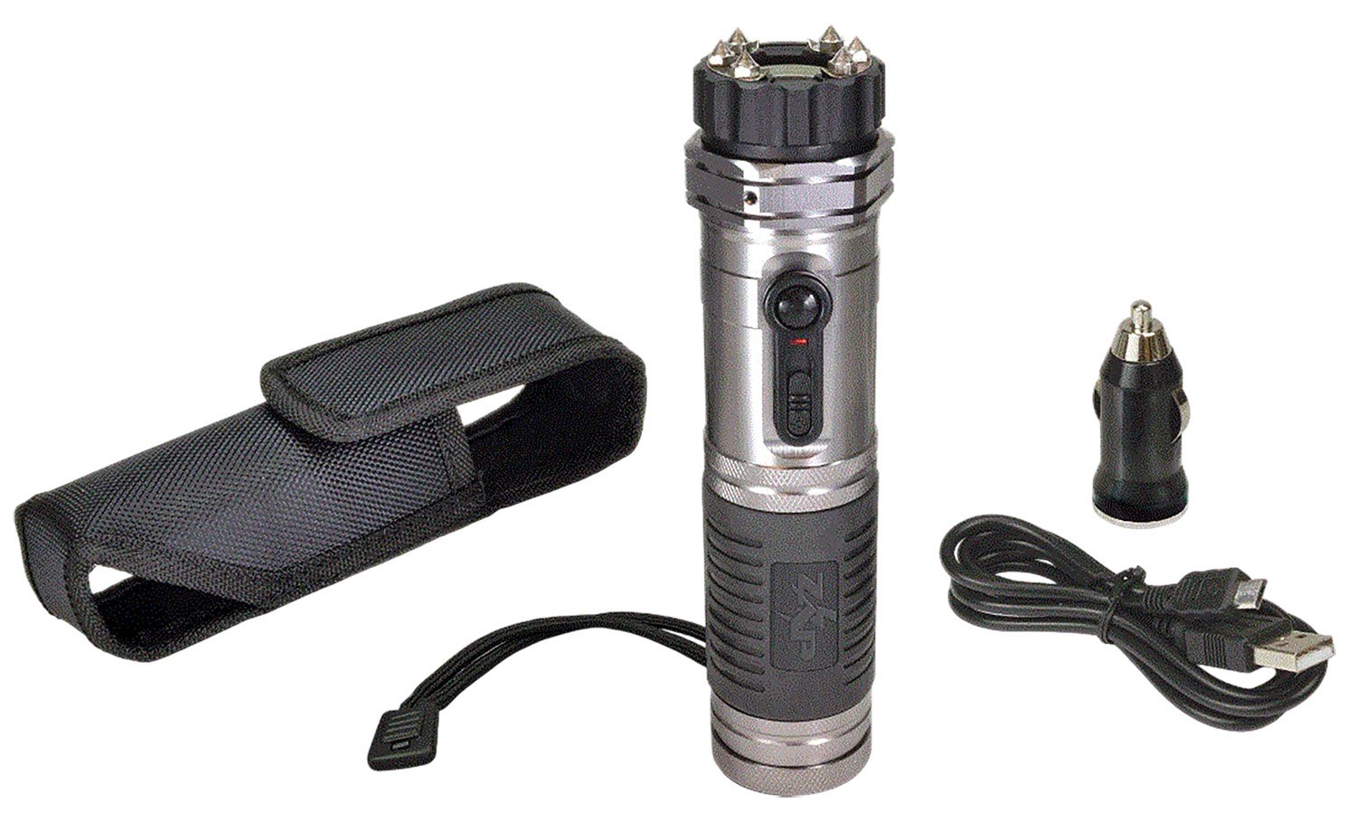 Buy Zap ZAPL Light Stun Gun Flashlight 1M Volts Silver Rechargeable Combo online