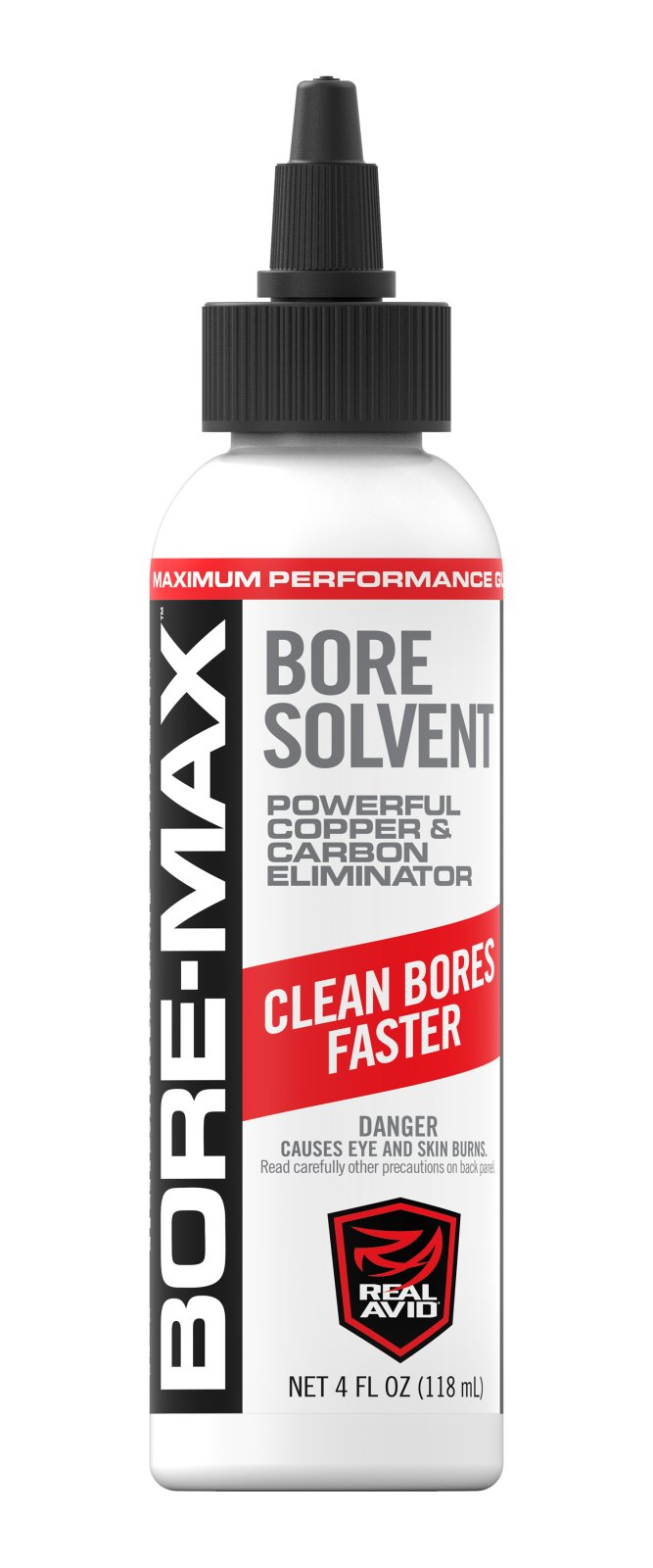 Real Avid AVBMBS4L Bore-Max Solvent Removes Carbon, Powder, Lead, Plastic Fouling 4 oz Bottle - Real Avid - 4 OZ