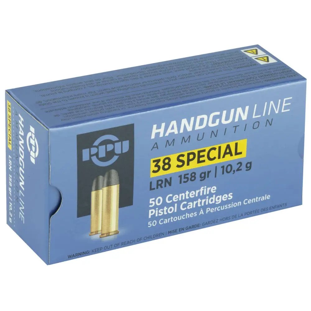 PPU PPH38SL .38 Special 158gr LRN Ammo 50 Rounds Brass Case