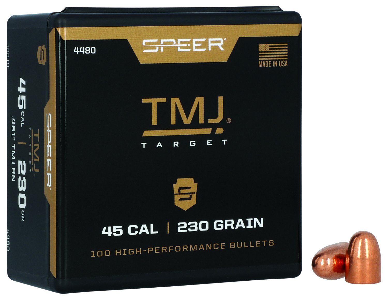 Speer 4480 TMJ 45 Cal 230gr Total Metal Jacket Bullets 100/Box - Speer - 45 Caliber