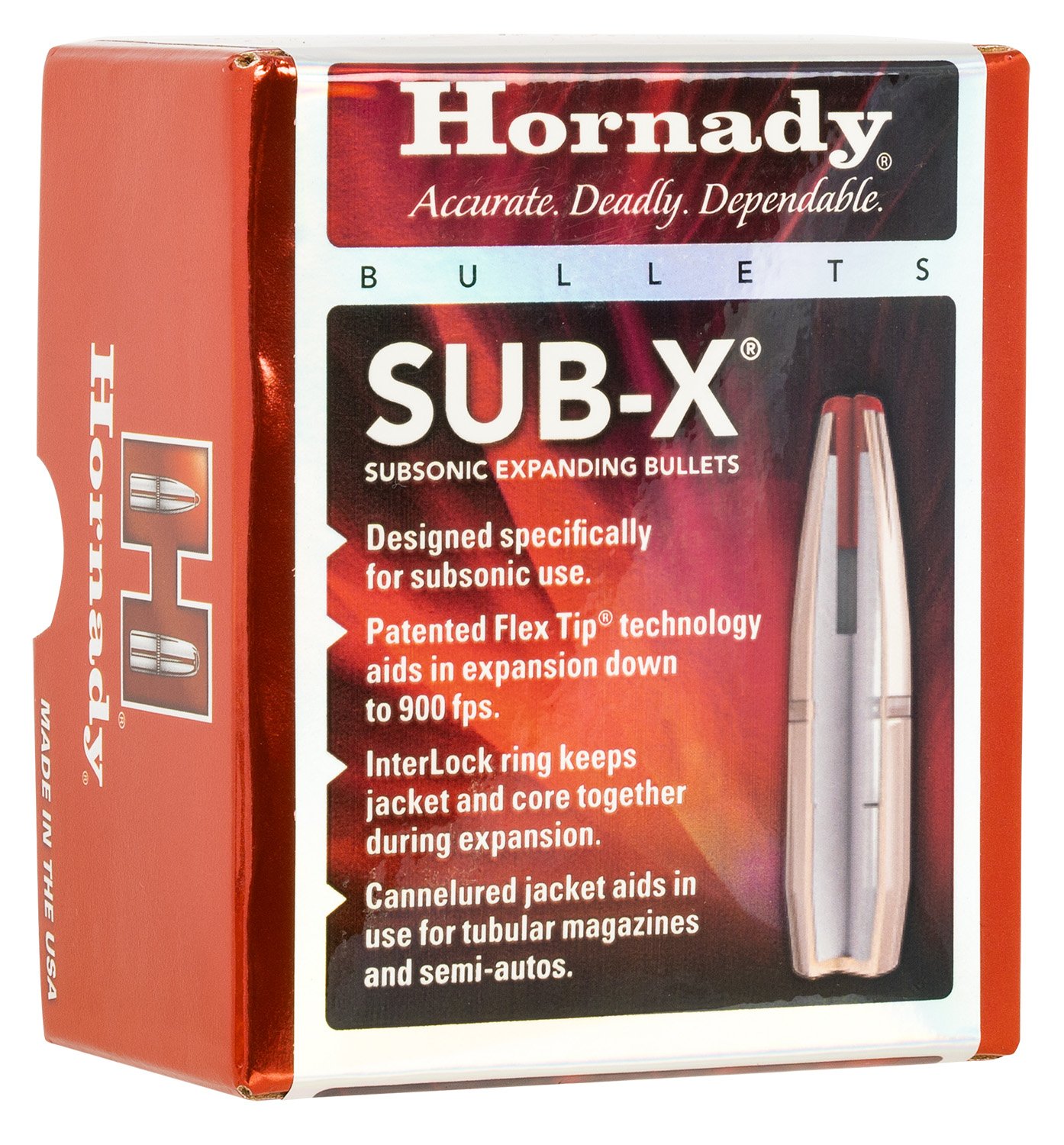 Hornady Sub-X Flex Tip 7.62x39mm Caliber Rifle Bullets, 0.3115'' Diameter, 255 Grain, Quantity 100 - Horn Hunter - 7.62 X 39MM CALIBER