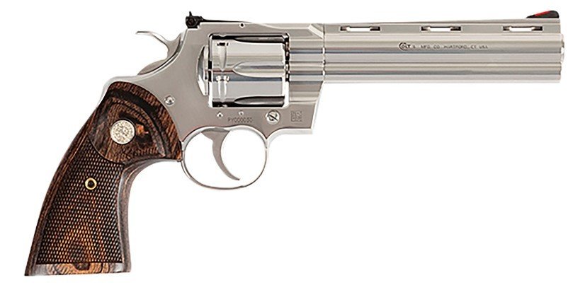 Colt PYTHON-SP6WFT-G Revolver 357 6" Green Fiber Optic Stainless/Walnut - Colt - 357 Magnum | 38 Special