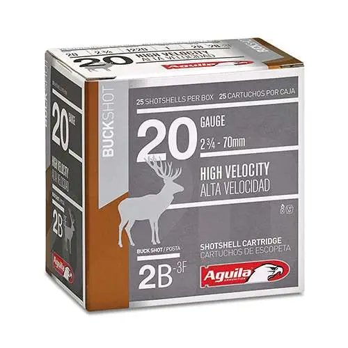 Aguila 1C2002BA Buckshot High Velocity 20 Gauge 2.75" 1 oz 2 Buck Shot 25 Per Box/ 10 Cs - AGUILA AMMUNITION - 20 Gauge