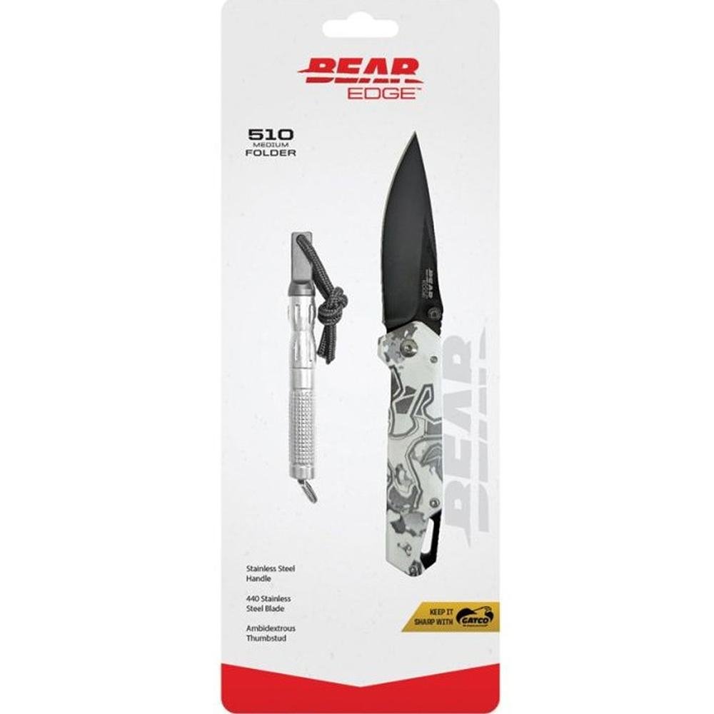 Bear & Son Edge Folding Knife 3 Drop Point Blade Truetimber White Viper - Bear Archery